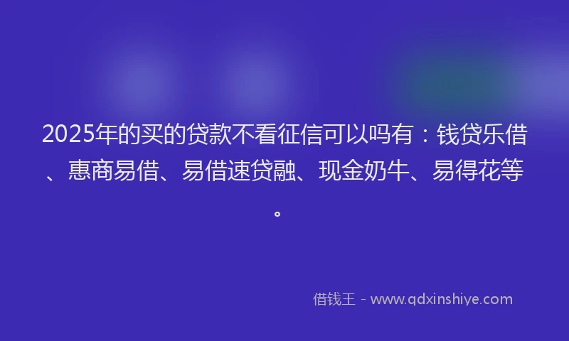 2025年的买的贷款不看征信可以吗有：钱贷乐借、惠商易借、易借速贷融、现金奶牛、易得花等。
