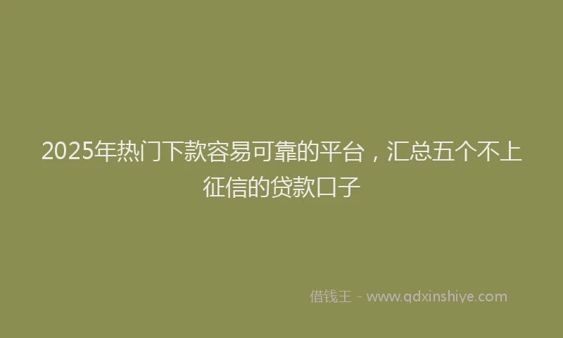 2025年热门下款容易可靠的平台，汇总五个不上征信的贷款口子