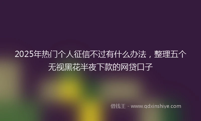 2025年热门个人征信不过有什么办法，整理五个无视黑花半夜下款的网贷口子