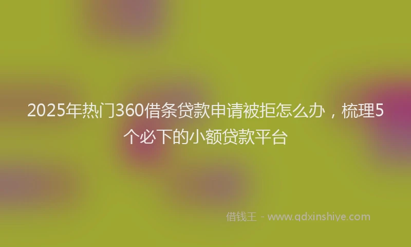2025年热门360借条贷款申请被拒怎么办，梳理5个必下的小额贷款平台