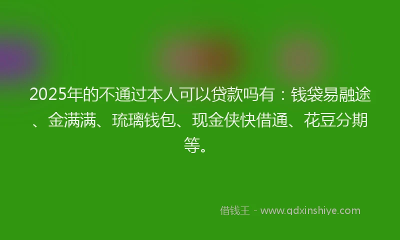 2025年的不通过本人可以贷款吗有：钱袋易融途、金满满、琉璃钱包、现金侠快借通、花豆分期等。