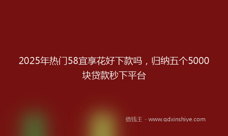 2025年热门58宜享花好下款吗，归纳五个5000块贷款秒下平台