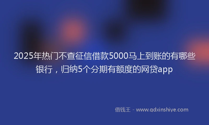 2025年热门不查征信借款5000马上到账的有哪些银行，归纳5个分期有额度的网贷app