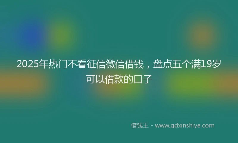 2025年热门不看征信微信借钱，盘点五个满19岁可以借款的口子