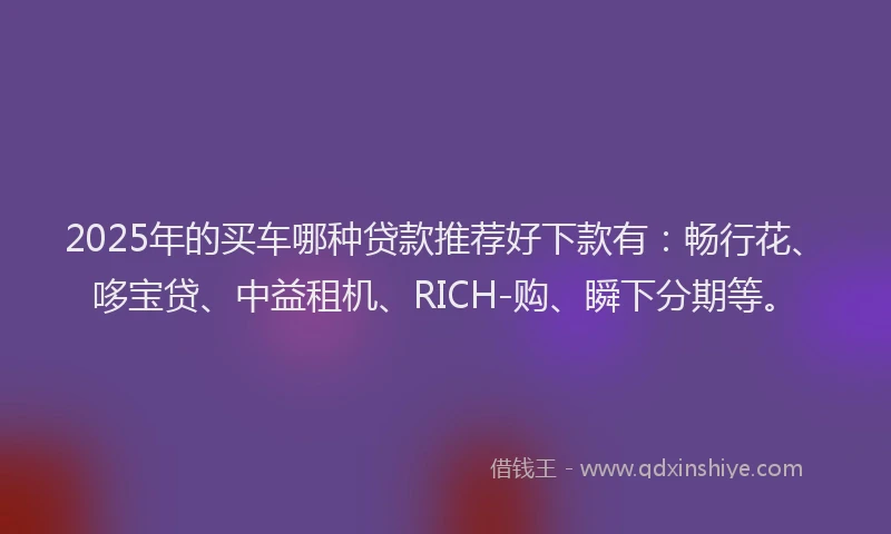2025年的买车哪种贷款推荐好下款有：畅行花、哆宝贷、中益租机、RICH-购、瞬下分期等。
