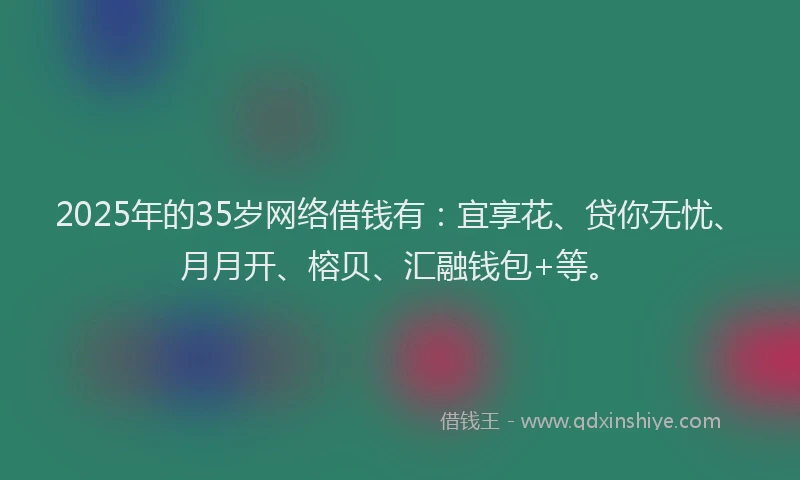 2025年的35岁网络借钱有：宜享花、贷你无忧、月月开、榕贝、汇融钱包+等。
