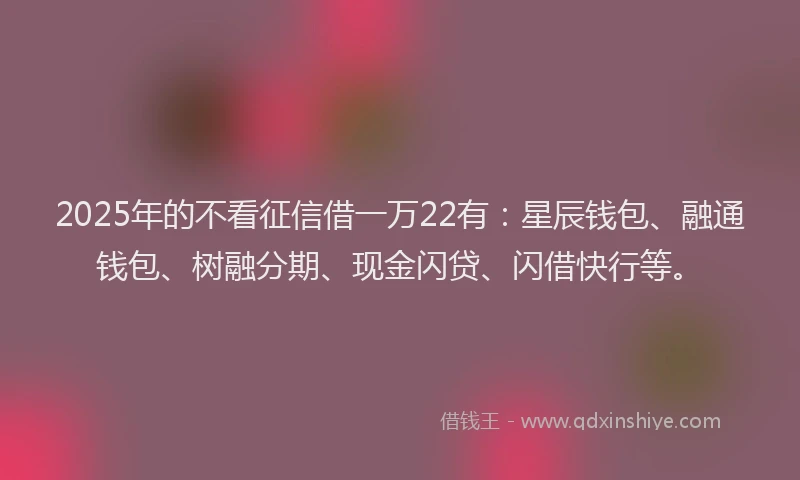 2025年的不看征信借一万22有：星辰钱包、融通钱包、树融分期、现金闪贷、闪借快行等。