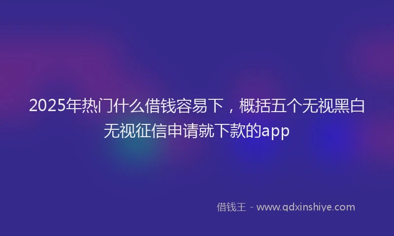 2025年热门什么借钱容易下，概括五个无视黑白无视征信申请就下款的app