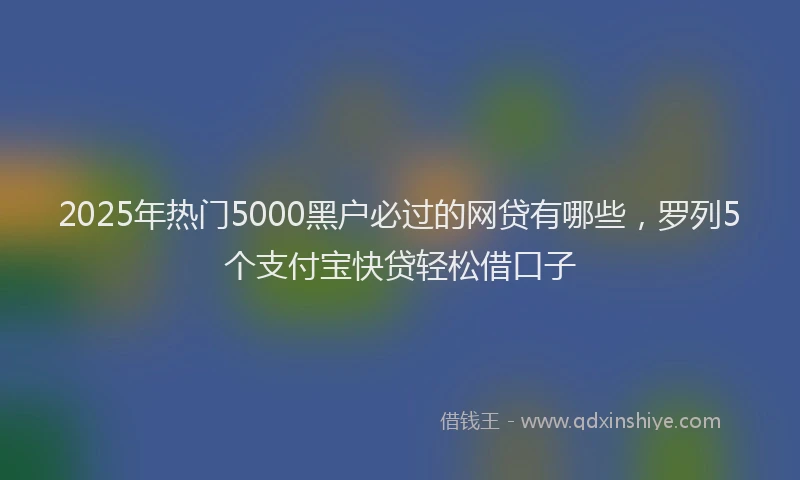 2025年热门5000黑户必过的网贷有哪些，罗列5个支付宝快贷轻松借口子