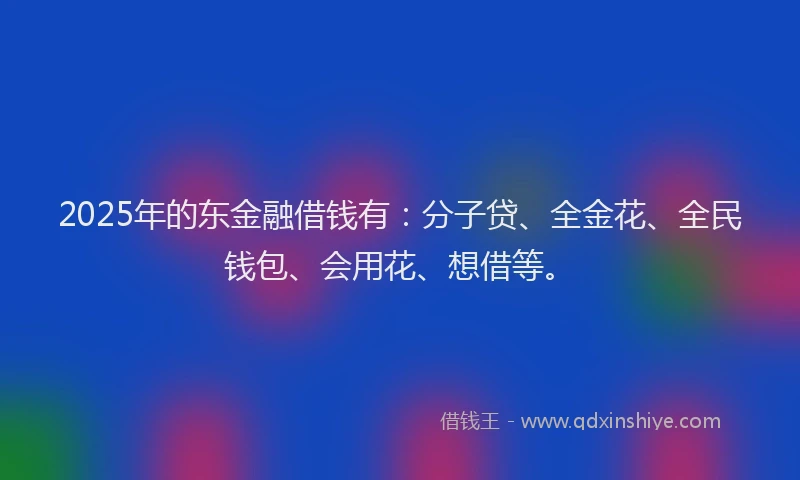 2025年的东金融借钱有：分子贷、全金花、全民钱包、会用花、想借等。