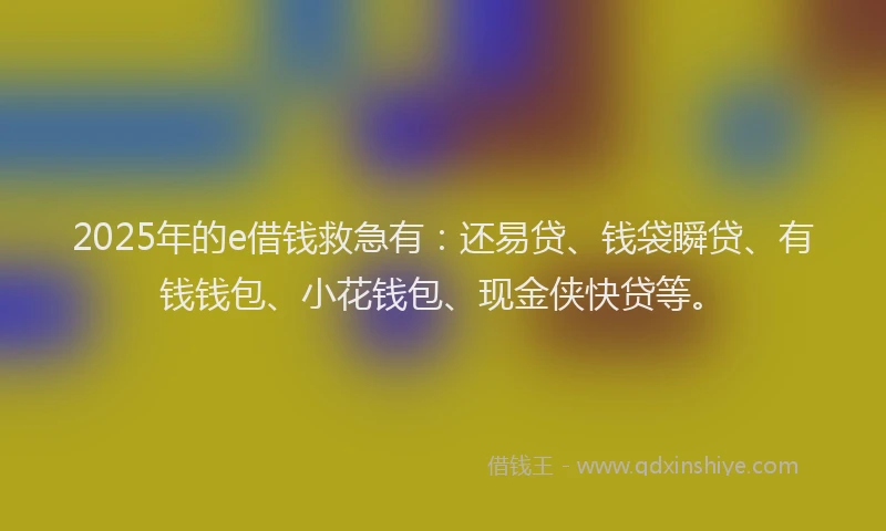 2025年的e借钱救急有：还易贷、钱袋瞬贷、有钱钱包、小花钱包、现金侠快贷等。
