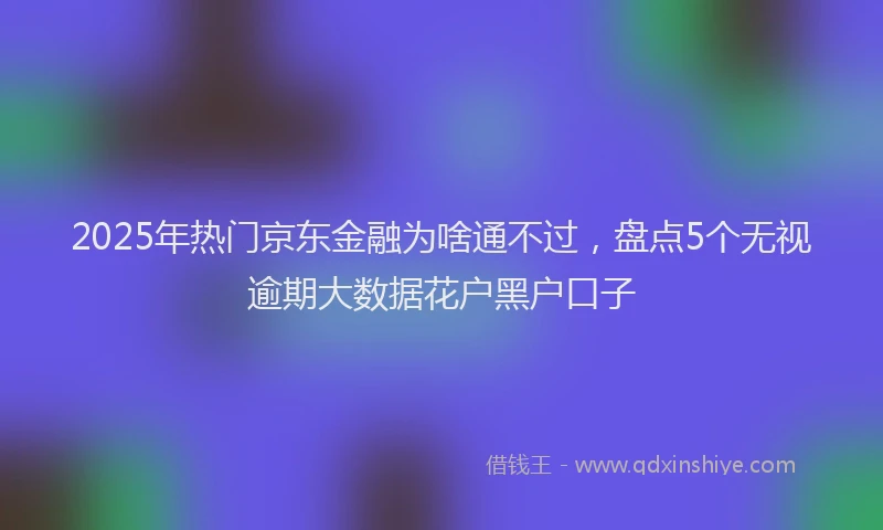 2025年热门京东金融为啥通不过，盘点5个无视逾期大数据花户黑户口子
