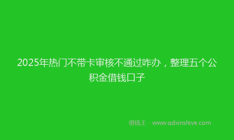 2025年热门不带卡审核不通过咋办，整理五个公积金借钱口子
