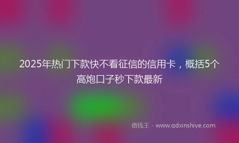 2025年热门下款快不看征信的信用卡，概括5个高炮口子秒下款最新