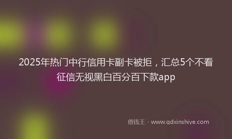 2025年热门中行信用卡副卡被拒，汇总5个不看征信无视黑白百分百下款app
