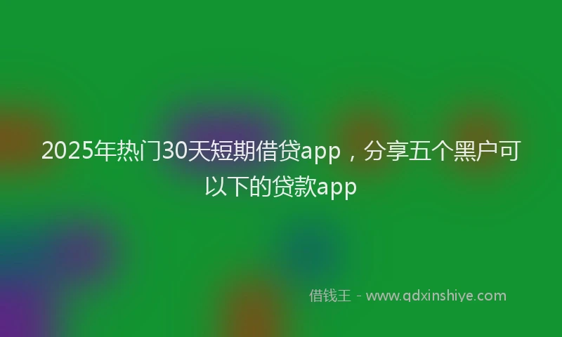 2025年热门30天短期借贷app，分享五个黑户可以下的贷款app