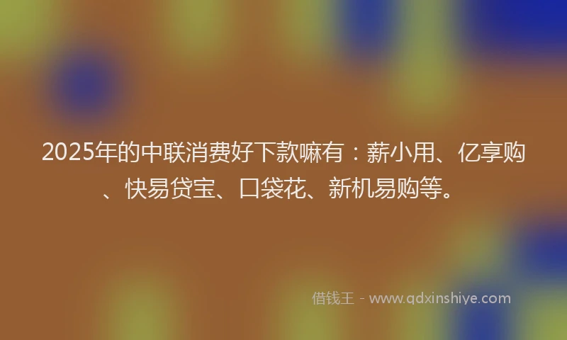 2025年的中联消费好下款嘛有：薪小用、亿享购、快易贷宝、口袋花、新机易购等。