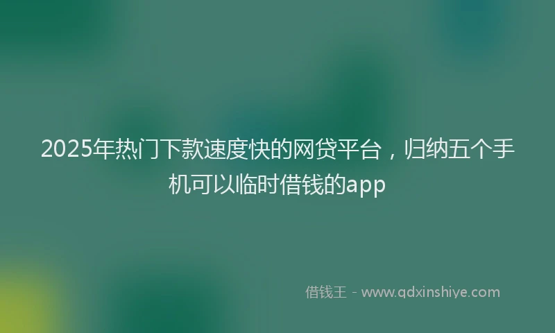 2025年热门下款速度快的网贷平台，归纳五个手机可以临时借钱的app