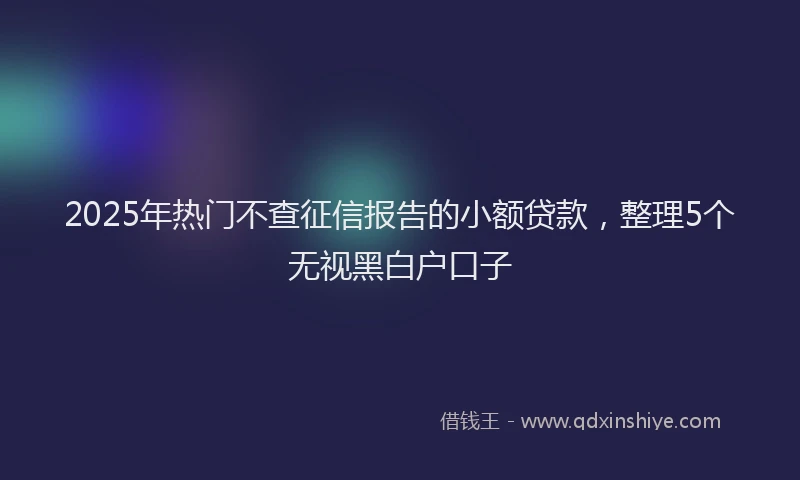 2025年热门不查征信报告的小额贷款，整理5个无视黑白户口子