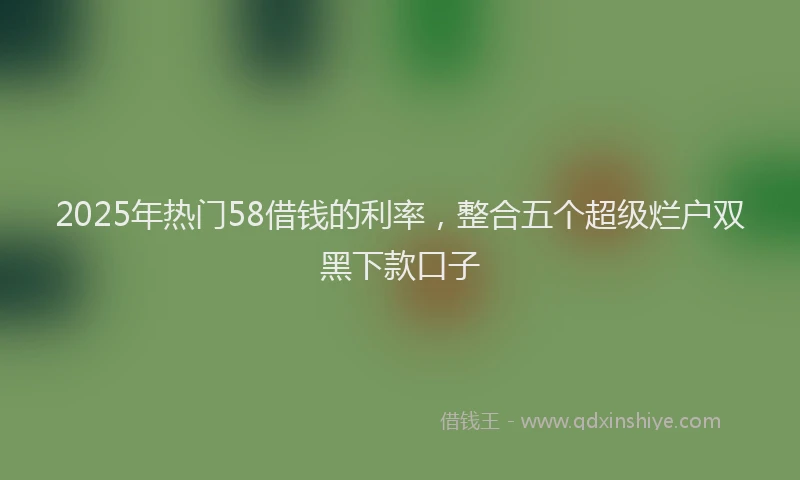 2025年热门58借钱的利率，整合五个超级烂户双黑下款口子