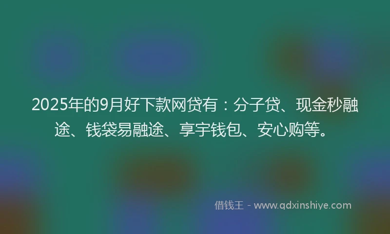 2025年的9月好下款网贷有：分子贷、现金秒融途、钱袋易融途、享宇钱包、安心购等。