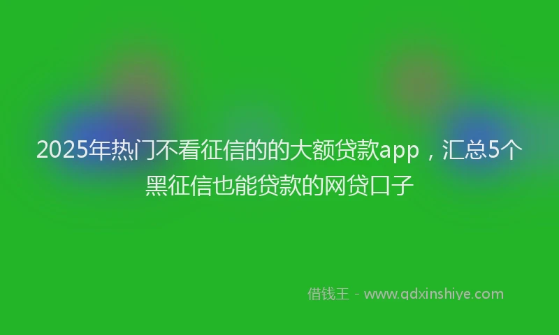 2025年热门不看征信的的大额贷款app，汇总5个黑征信也能贷款的网贷口子