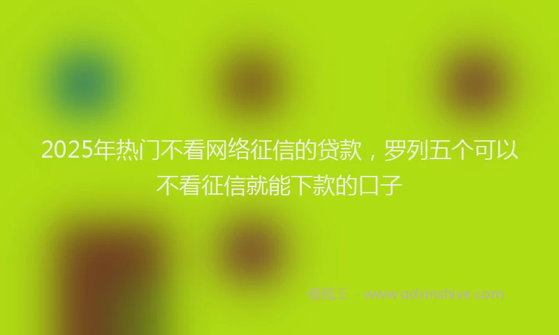 2025年热门不看网络征信的贷款，罗列五个可以不看征信就能下款的口子