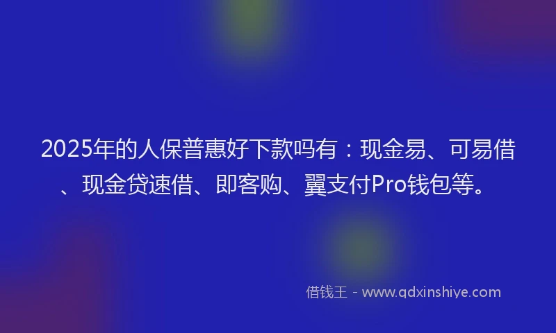 2025年的人保普惠好下款吗有：现金易、可易借、现金贷速借、即客购、翼支付Pro钱包等。
