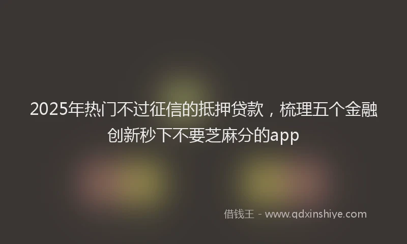 2025年热门不过征信的抵押贷款，梳理五个金融创新秒下不要芝麻分的app