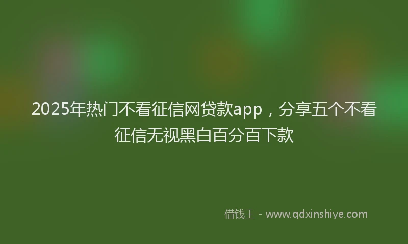 2025年热门不看征信网贷款app，分享五个不看征信无视黑白百分百下款