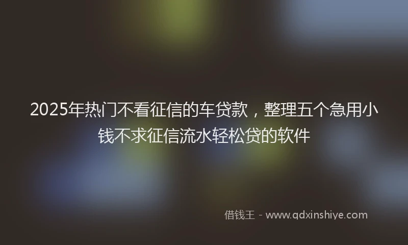 2025年热门不看征信的车贷款，整理五个急用小钱不求征信流水轻松贷的软件