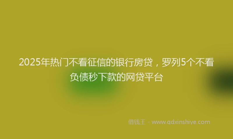 2025年热门不看征信的银行房贷，罗列5个不看负债秒下款的网贷平台