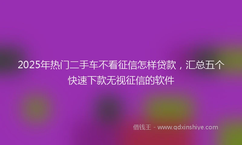 2025年热门二手车不看征信怎样贷款，汇总五个快速下款无视征信的软件