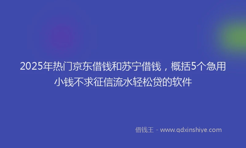 2025年热门京东借钱和苏宁借钱，概括5个急用小钱不求征信流水轻松贷的软件