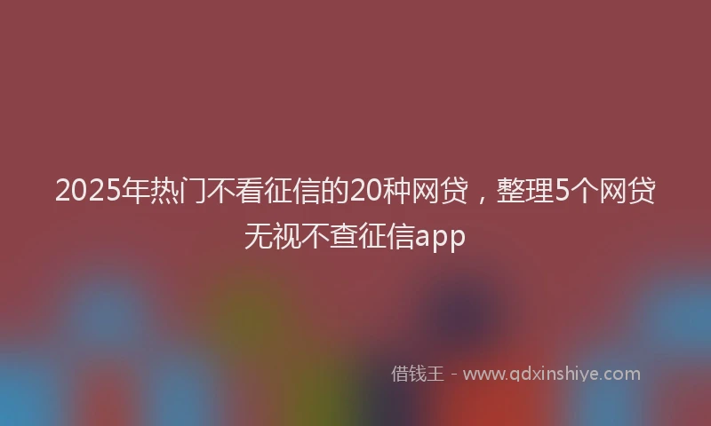 2025年热门不看征信的20种网贷，整理5个网贷无视不查征信app