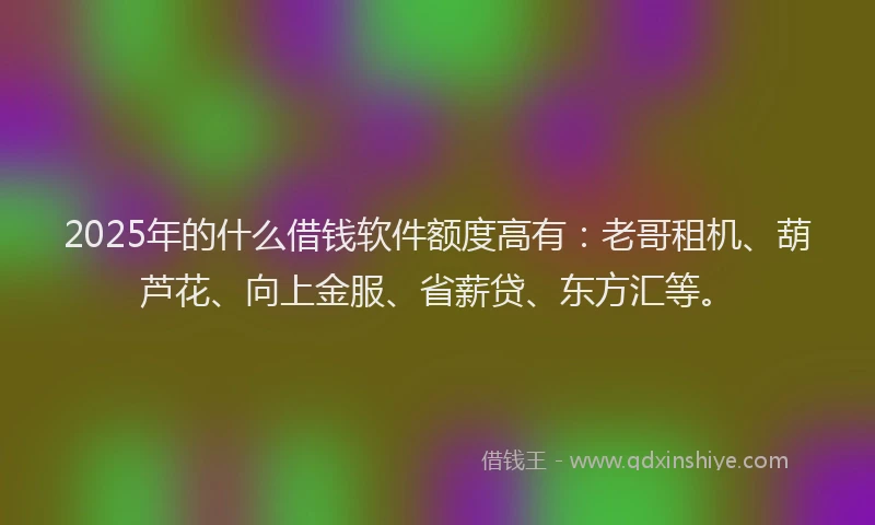 2025年的什么借钱软件额度高有：老哥租机、葫芦花、向上金服、省薪贷、东方汇等。