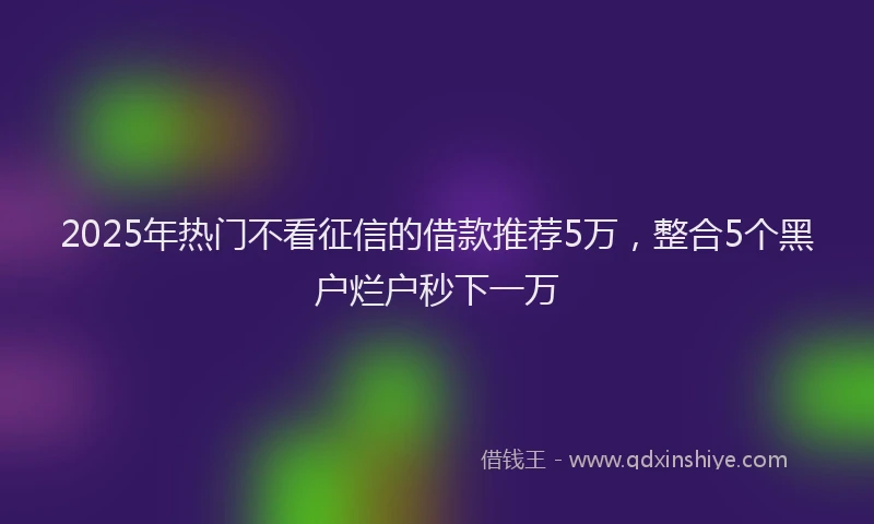 2025年热门不看征信的借款推荐5万，整合5个黑户烂户秒下一万