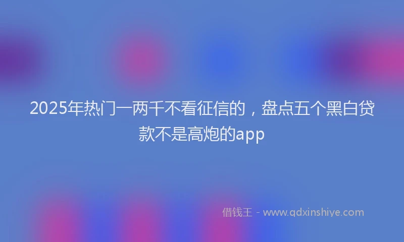 2025年热门一两千不看征信的，盘点五个黑白贷款不是高炮的app