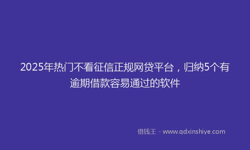 2025年热门不看征信正规网贷平台，归纳5个有逾期借款容易通过的软件