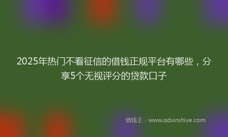 2025年热门不看征信的借钱正规平台有哪些，分享5个无视评分的贷款口子