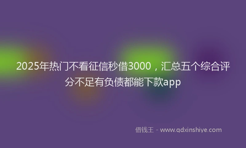 2025年热门不看征信秒借3000，汇总五个综合评分不足有负债都能下款app