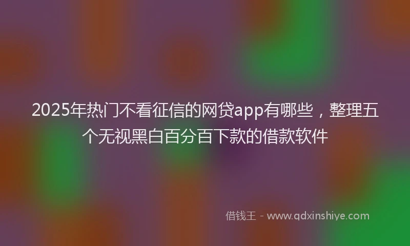 2025年热门不看征信的网贷app有哪些，整理五个无视黑白百分百下款的借款软件