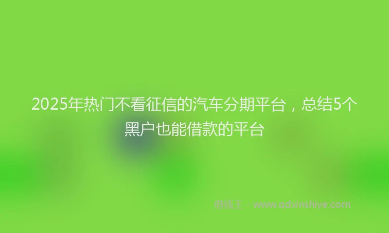 2025年热门不看征信的汽车分期平台，总结5个黑户也能借款的平台