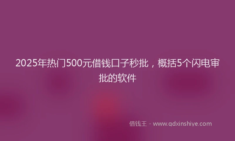 2025年热门500元借钱口子秒批，概括5个闪电审批的软件