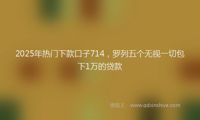 2025年热门下款口子714，罗列五个无视一切包下1万的贷款