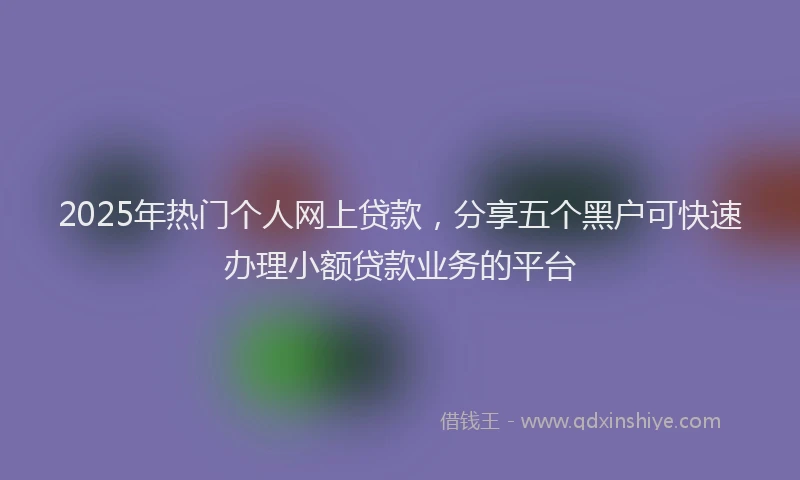 2025年热门个人网上贷款，分享五个黑户可快速办理小额贷款业务的平台