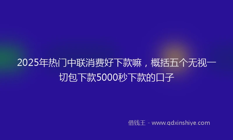 2025年热门中联消费好下款嘛，概括五个无视一切包下款5000秒下款的口子