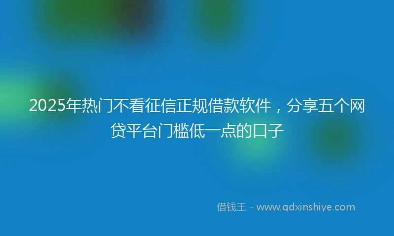 2025年热门不看征信正规借款软件，分享五个网贷平台门槛低一点的口子