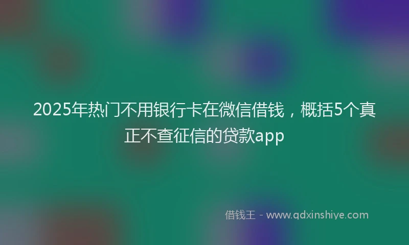 2025年热门不用银行卡在微信借钱，概括5个真正不查征信的贷款app