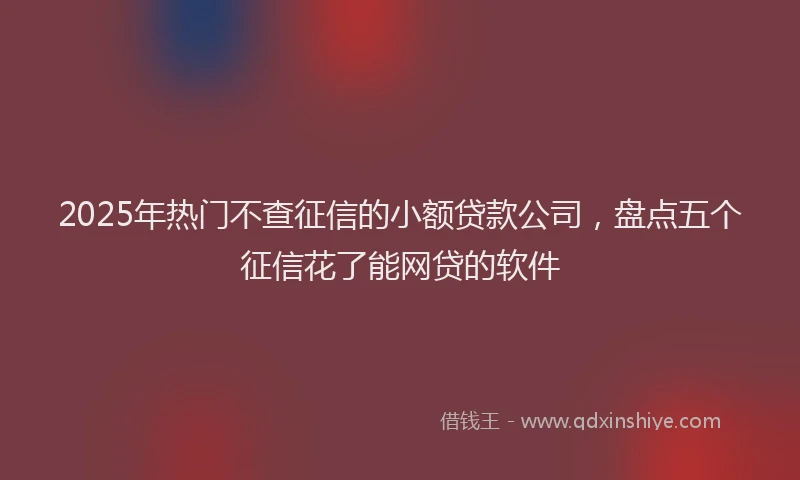 2025年热门不查征信的小额贷款公司，盘点五个征信花了能网贷的软件